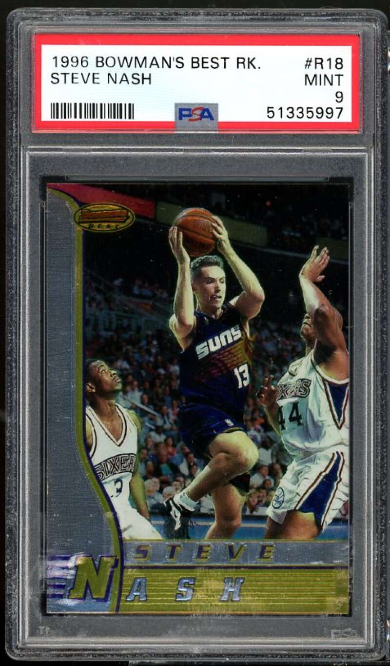 Steve Nash Rookie Card 1996-97 Bowman's Best #R18 #15 PSA 9 Image 1