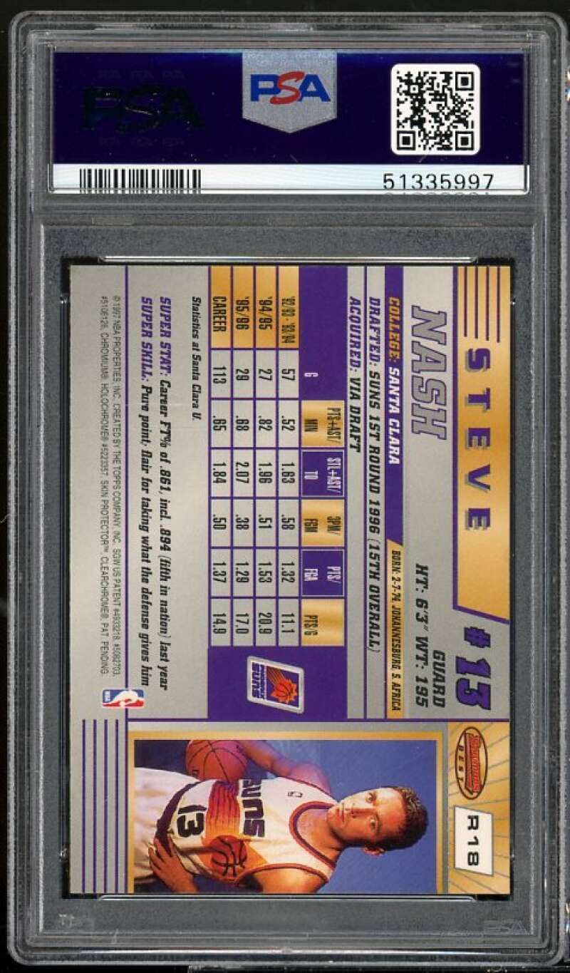 Steve Nash Rookie Card 1996-97 Bowman's Best #R18 #15 PSA 9 Image 2