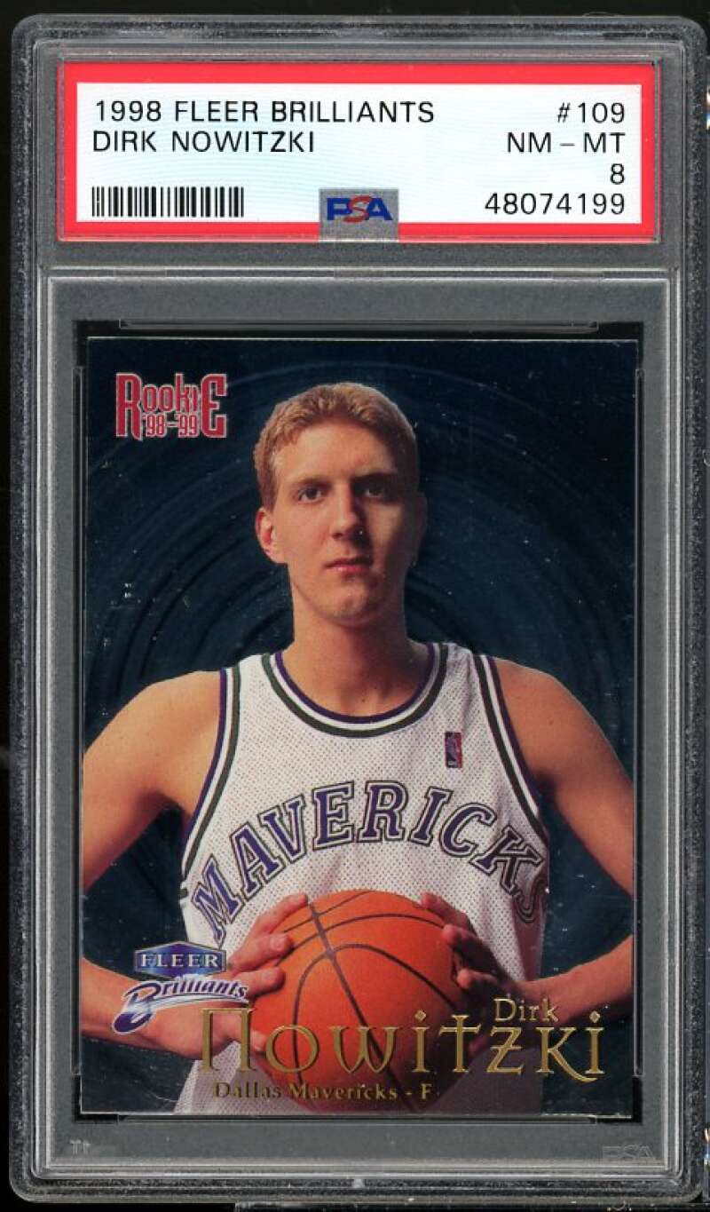 Dirk Nowitzki Rookie Card 1998-99 Fleer Brilliants #109 PSA 8 Image 1