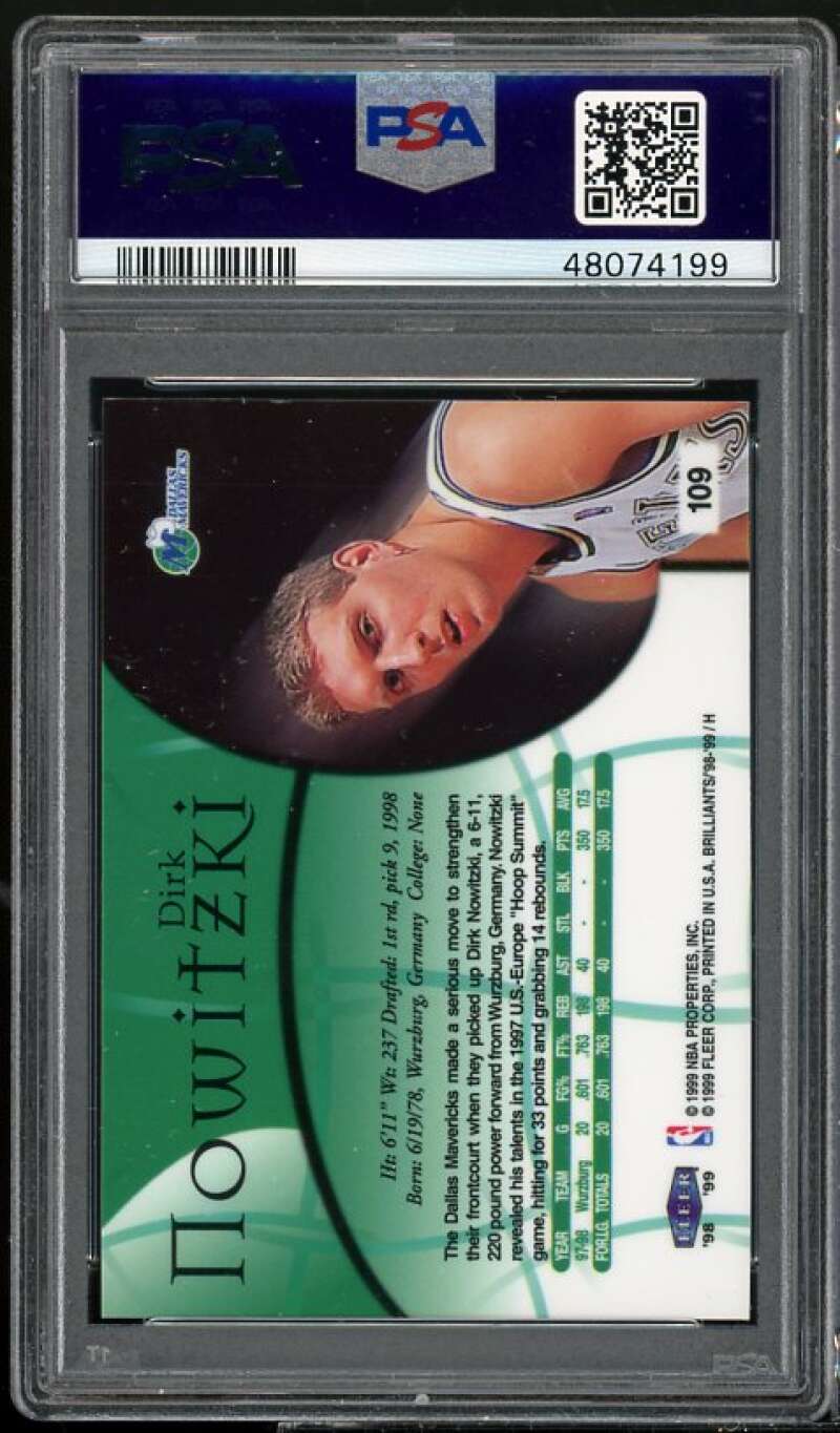 Dirk Nowitzki Rookie Card 1998-99 Fleer Brilliants #109 PSA 8 Image 2