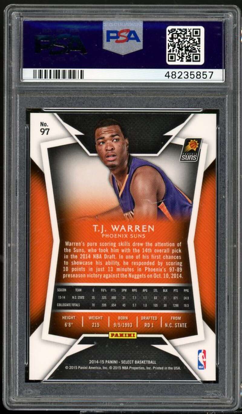 T.J. Warren Rookie Card 2014-15 Panini Select #97 PSA 9 Image 2