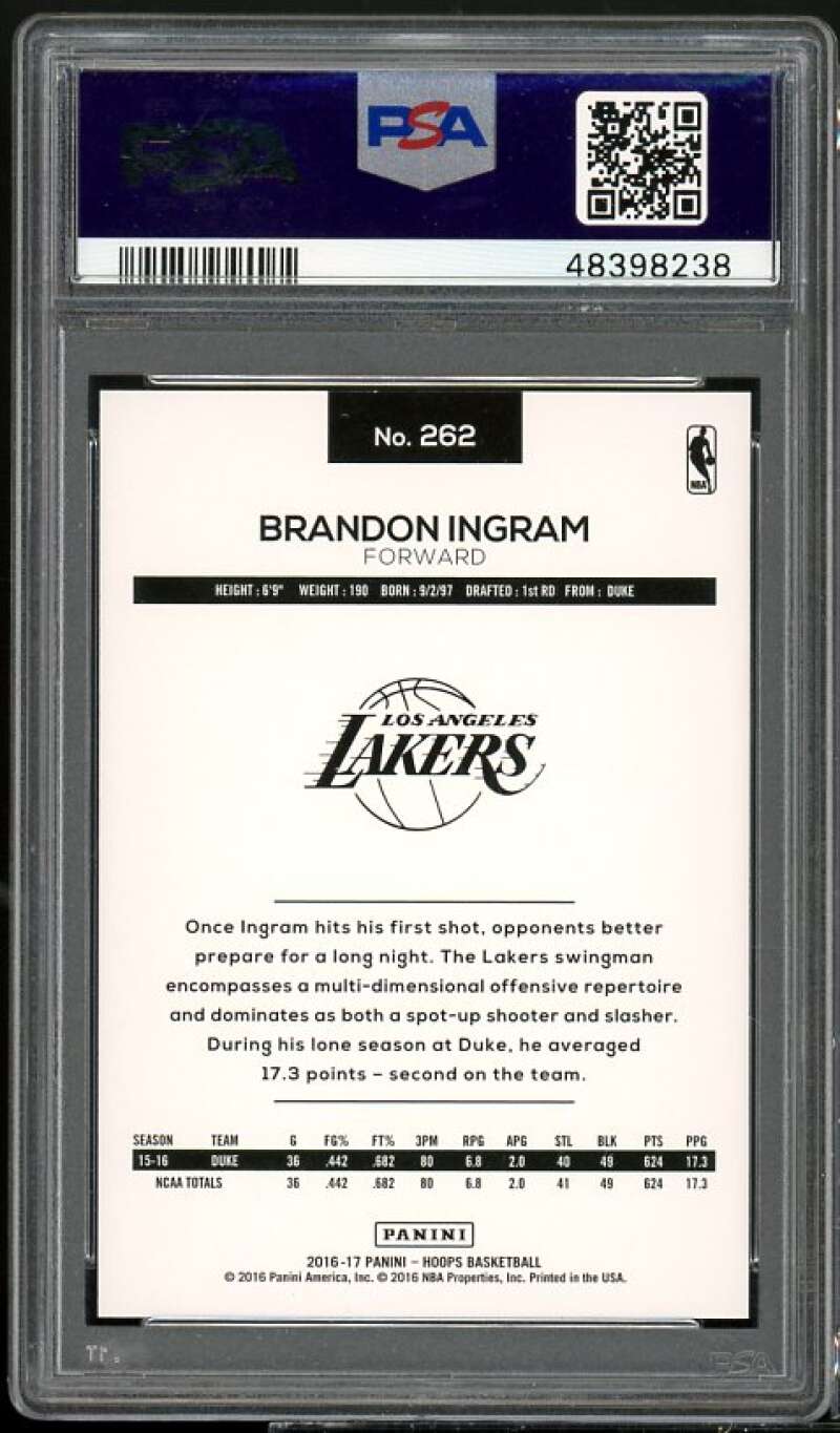 Brandon Ingram Rookie Card 2016-17 Hoops #262 PSA 9 Image 2