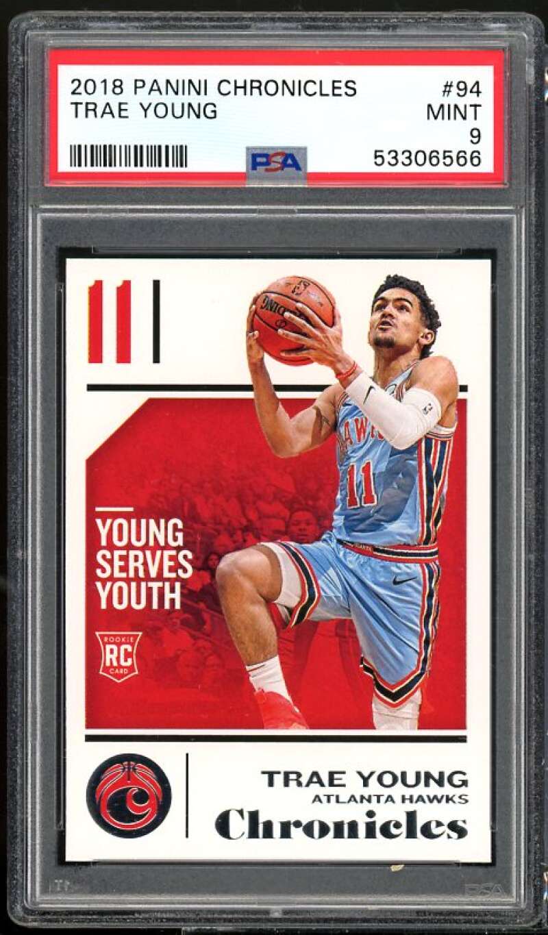 Trae Young Rookie Card 2018-19 Panini Chronicles #94 PSA 9 Image 1