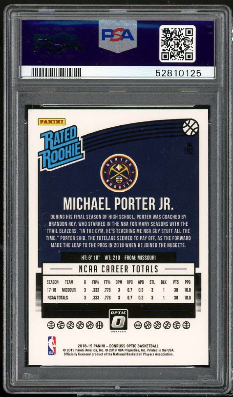 Michael Porter Jr. Rookie Card 2018-19 Donruss Optic #182 PSA 9 Image 2