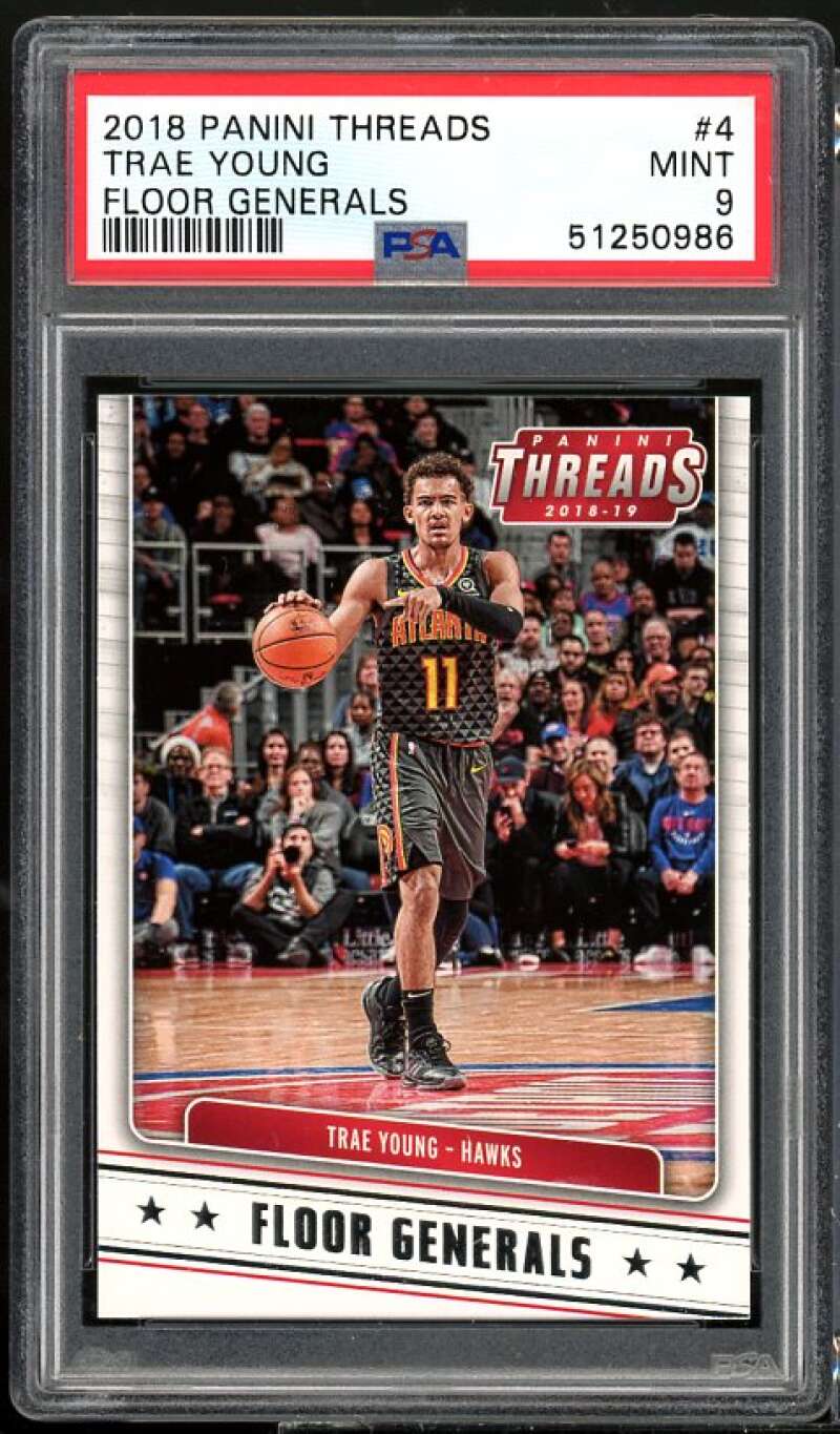 Trae Young Rookie Card 2018-19 Panini Threads Floor Generals #4 PSA 9 Image 1