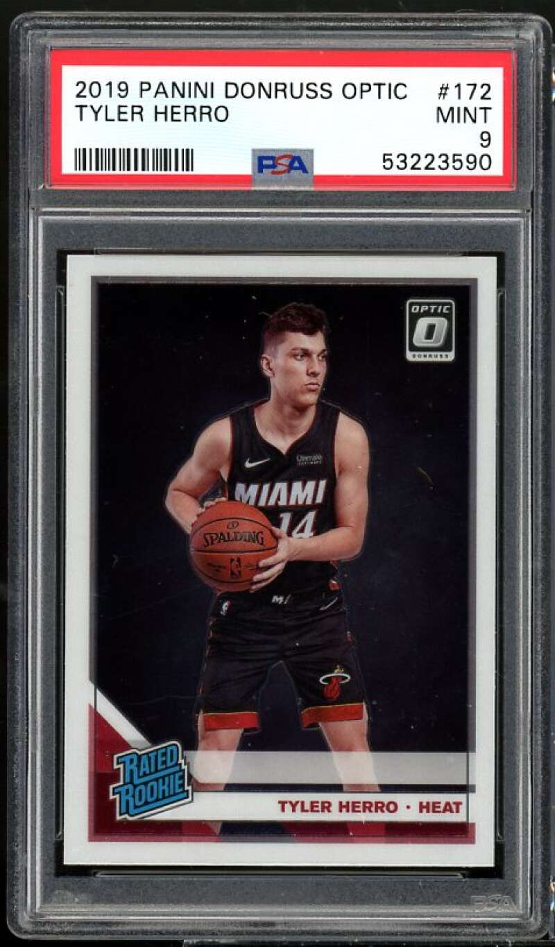 Tyler Herro Rookie Card 2019-20 Panini Donruss Optic #172 PSA 9 Image 1