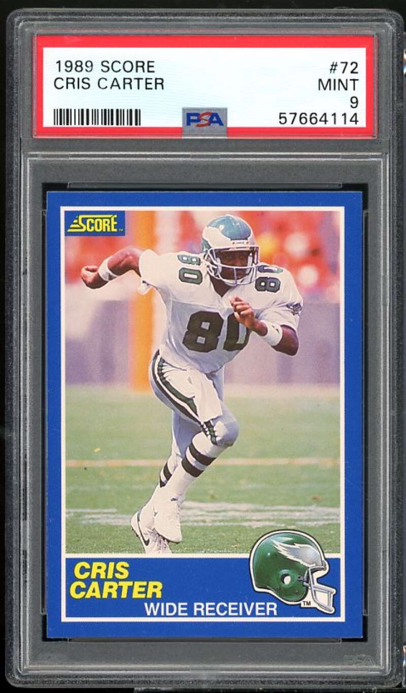 Cris Carter Rookie Card 1989 Score #72 PSA 9 Image 1