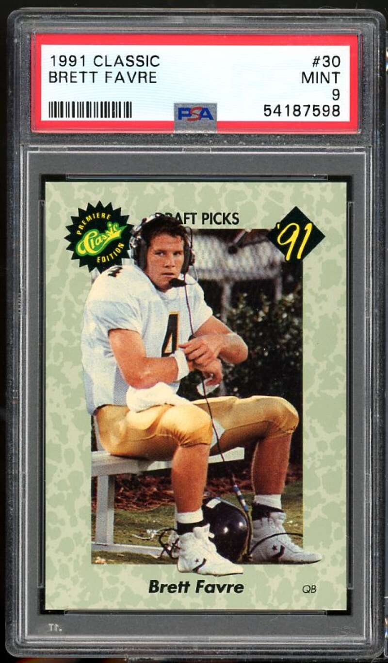 Brett Favre Rookie Card 1991 Classic #30 PSA 9 Image 1