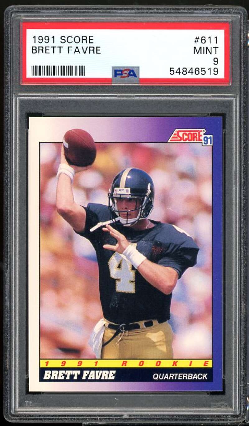 Brett Favre Rookie Card 1991 Score #611 PSA 9 Image 1