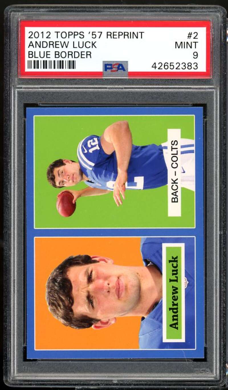 Andrew Luck Rookie Card 2012 Topps '57 Blue Border #2 PSA 9 Image 1