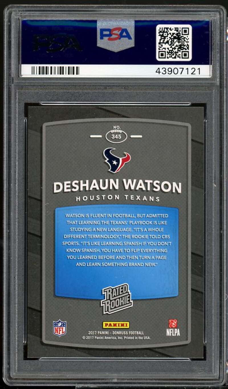 Deshaun Watson Rookie Card 2017 Donruss #345 PSA 9 Image 2