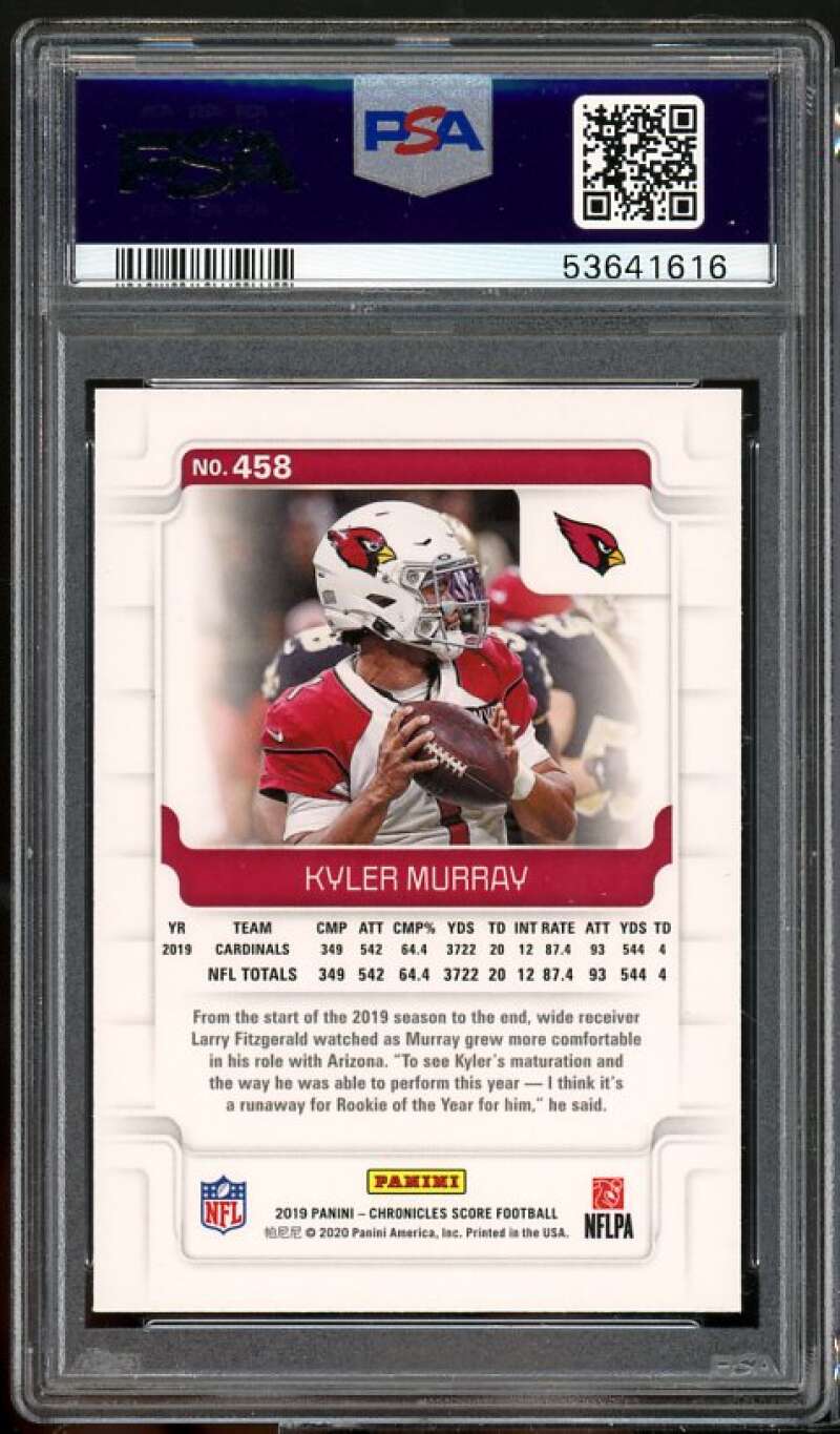 Kyler Murray Rookie Card 2018 Panini Chronicles Score #458 PSA 9 Image 2