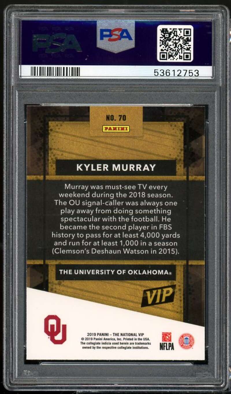 Kyler Murray Rookie 2019 Panini National Convention VIP Gold Party #70 PSA 9 Image 2