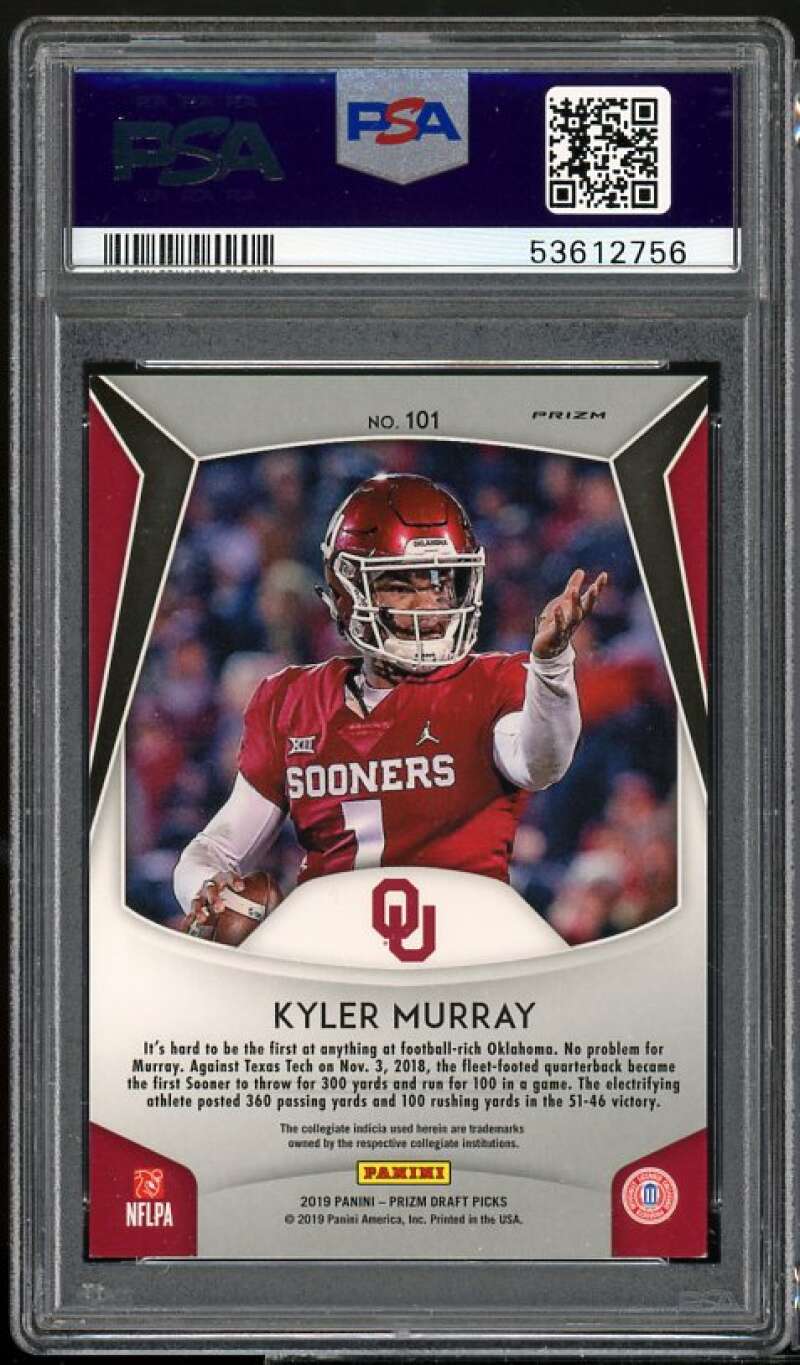 Kyler Murray Rookie Card 2019 Panini Prizm DP Red Prizm #101 PSA 8 Image 2