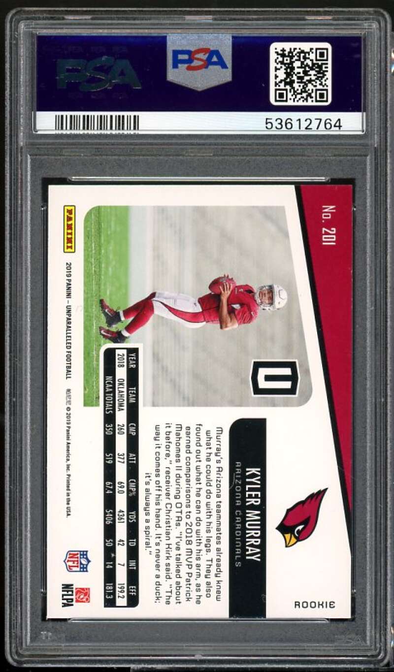 Kyler Murray Rookie Card 2019 Panini Unparalleled #201 #101 PSA 9 Image 2