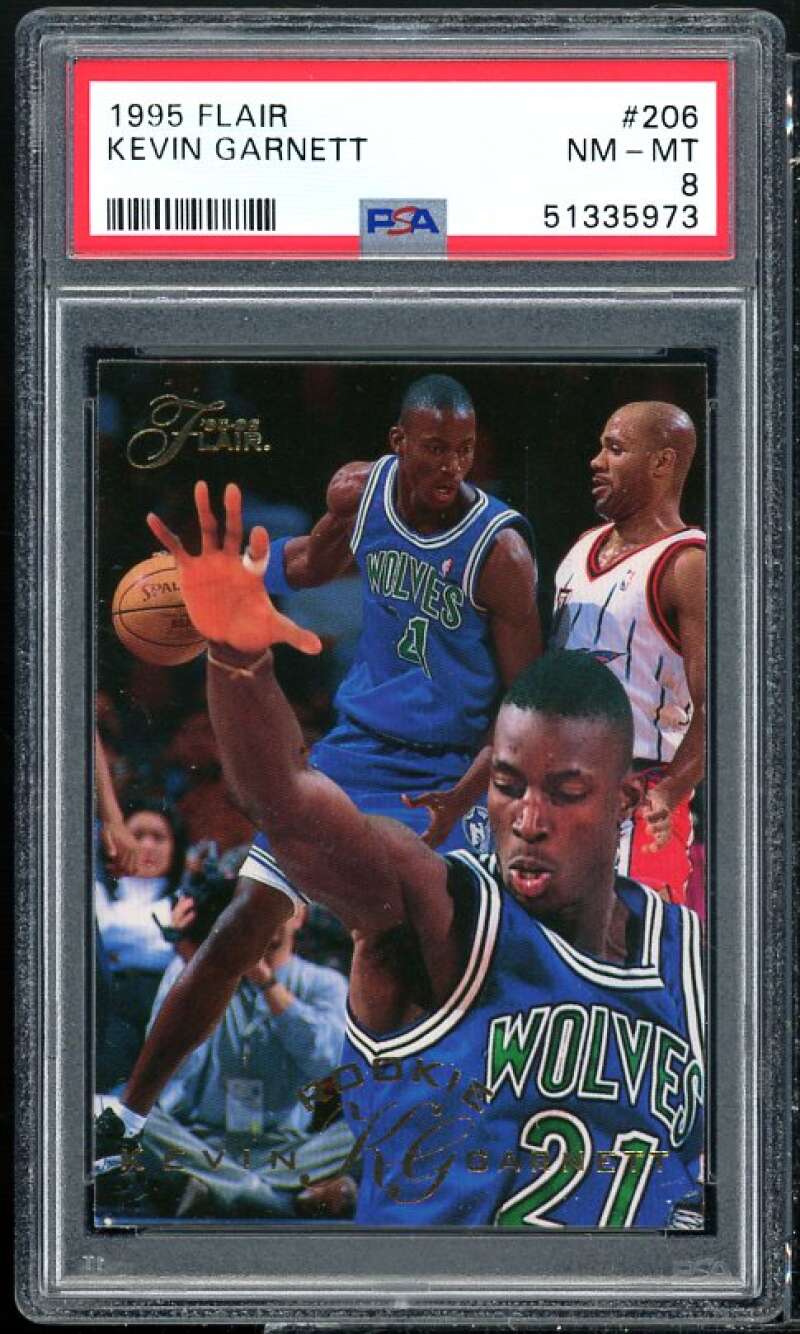 Kevin Garnett Rookie Card 1995-96 Flair #206 PSA 8 Image 1