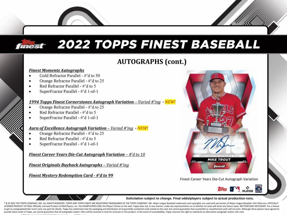 2022 Topps Finest Baseball Hobby Box Image 8