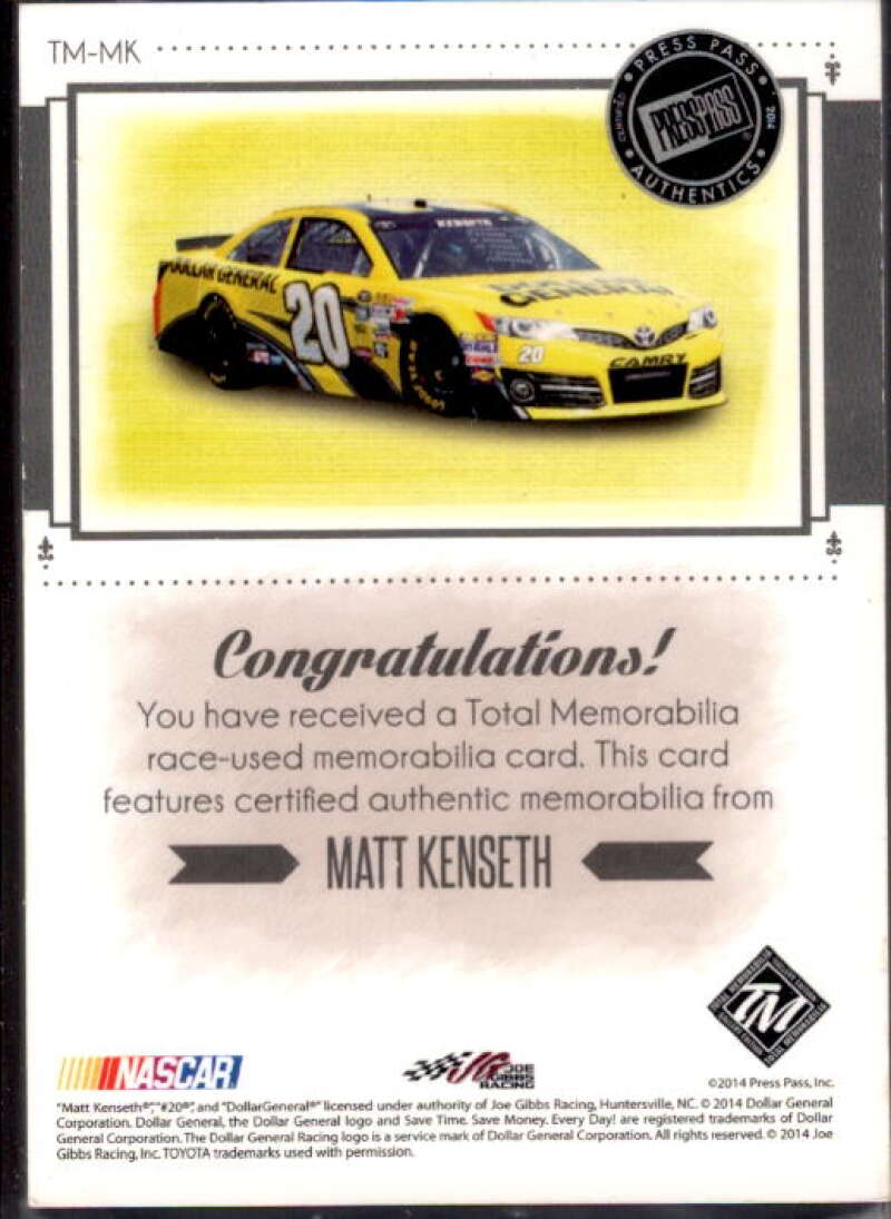 Matt Kenseth Card 2014 Total Memorabilia Dual Swatch Gold #TMMK Image 2