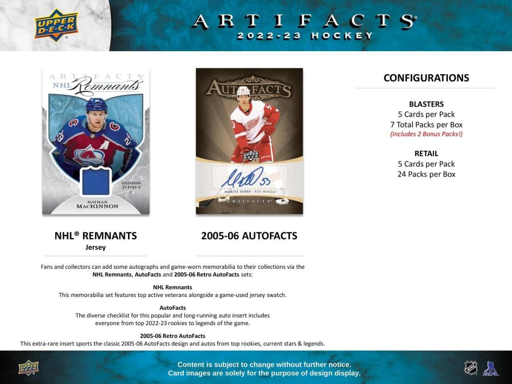 2022-23 Upper Deck Artifacts Hockey 7-Pack Blaster Box Image 4