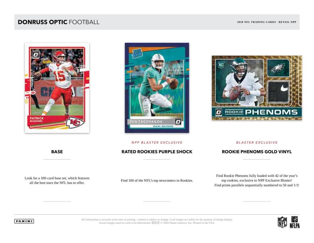 2020 Panini Donruss Optic Football 6-Pack Blaster Box (Purple Shock Parallels) Image 3