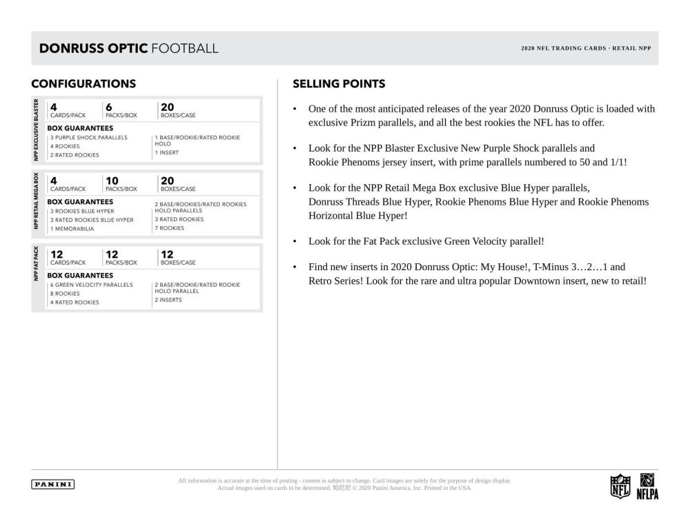 2020 Panini Donruss Optic Football 6-Pack Blaster Box (Purple Shock Parallels) Image 7