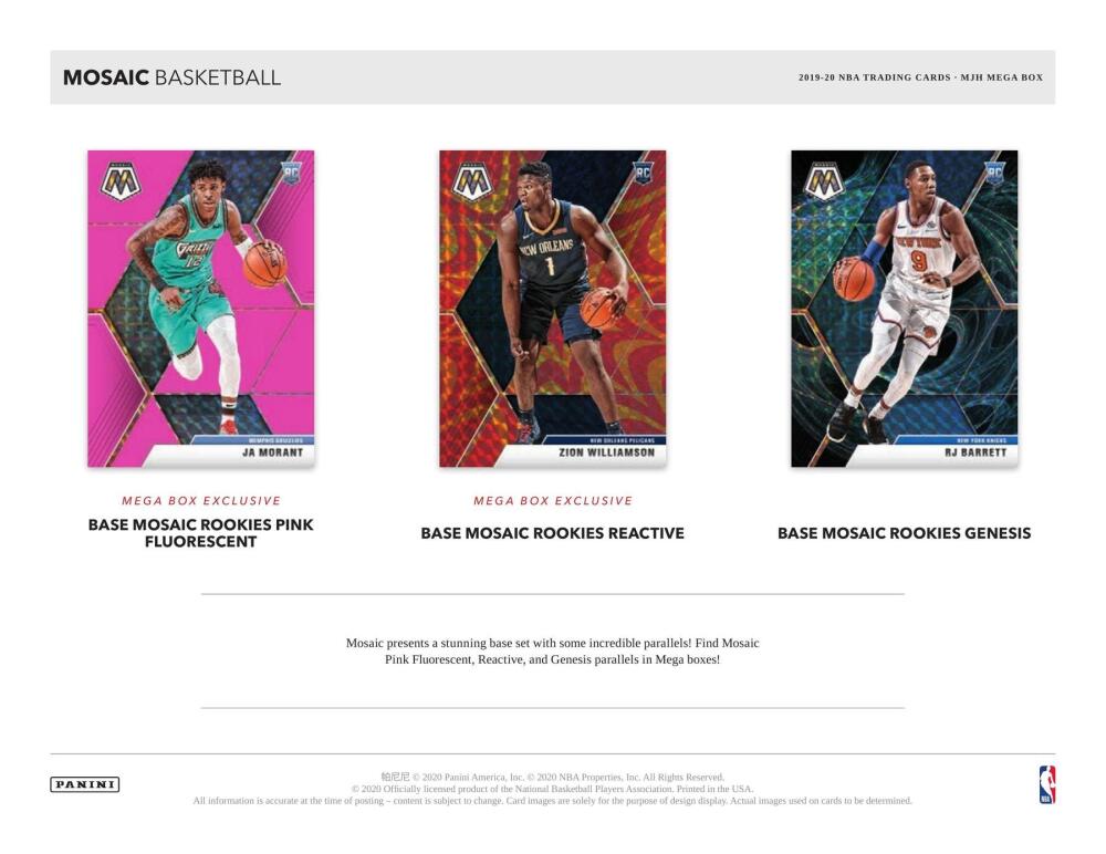 2019-20 Panini Mosaic Reactive Blue Basketball Mega Box Image 3