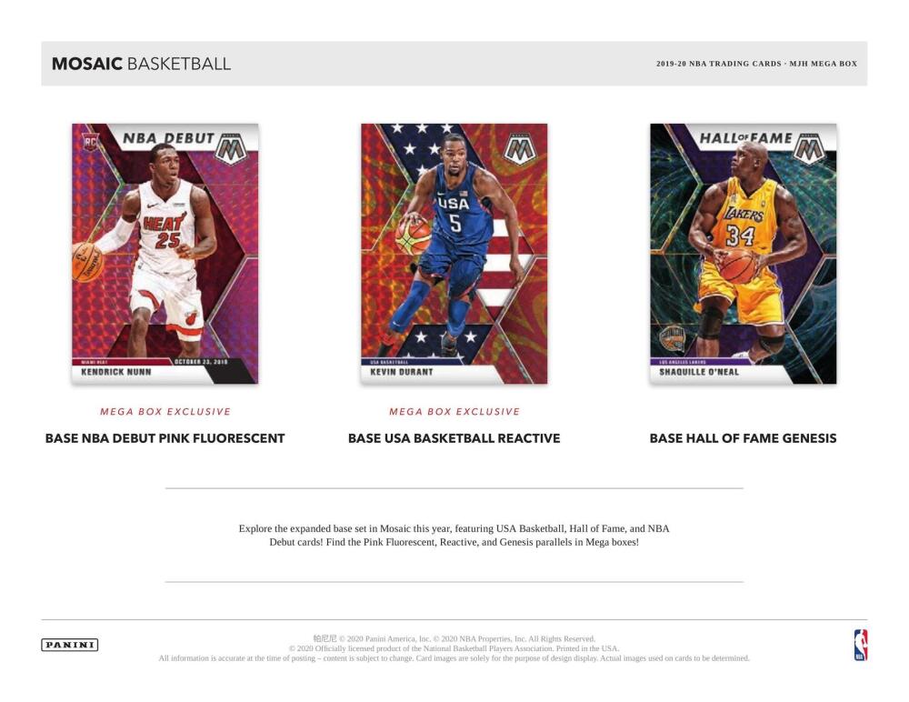 2019-20 Panini Mosaic Reactive Blue Basketball Mega Box Image 4