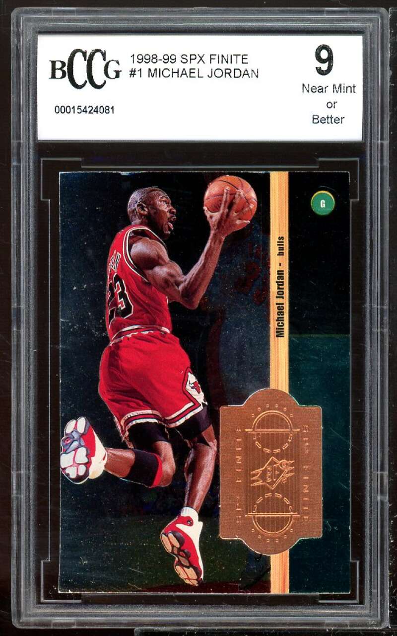 1998-99 SPX Finite #1 Michael Jordan Card BCCG 9 Near Mint+ Image 1