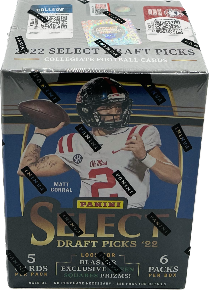 2022 Panini Select Draft Picks Football 6-Pack Blaster Box (Green Square Prizms!) Fanatics Image 2