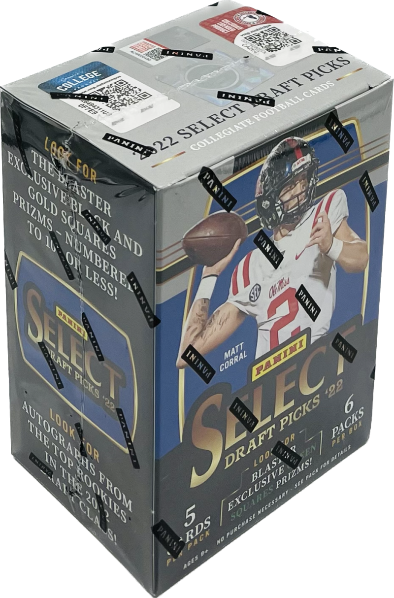 2022 Panini Select Draft Picks Football 6-Pack Blaster Box (Green Square Prizms!) Fanatics Image 1