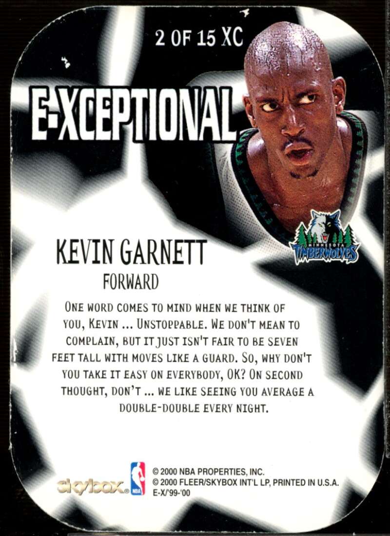 Kevin Garnett Card 1999-00 E-X E-Xceptional Red #XC2  Image 2