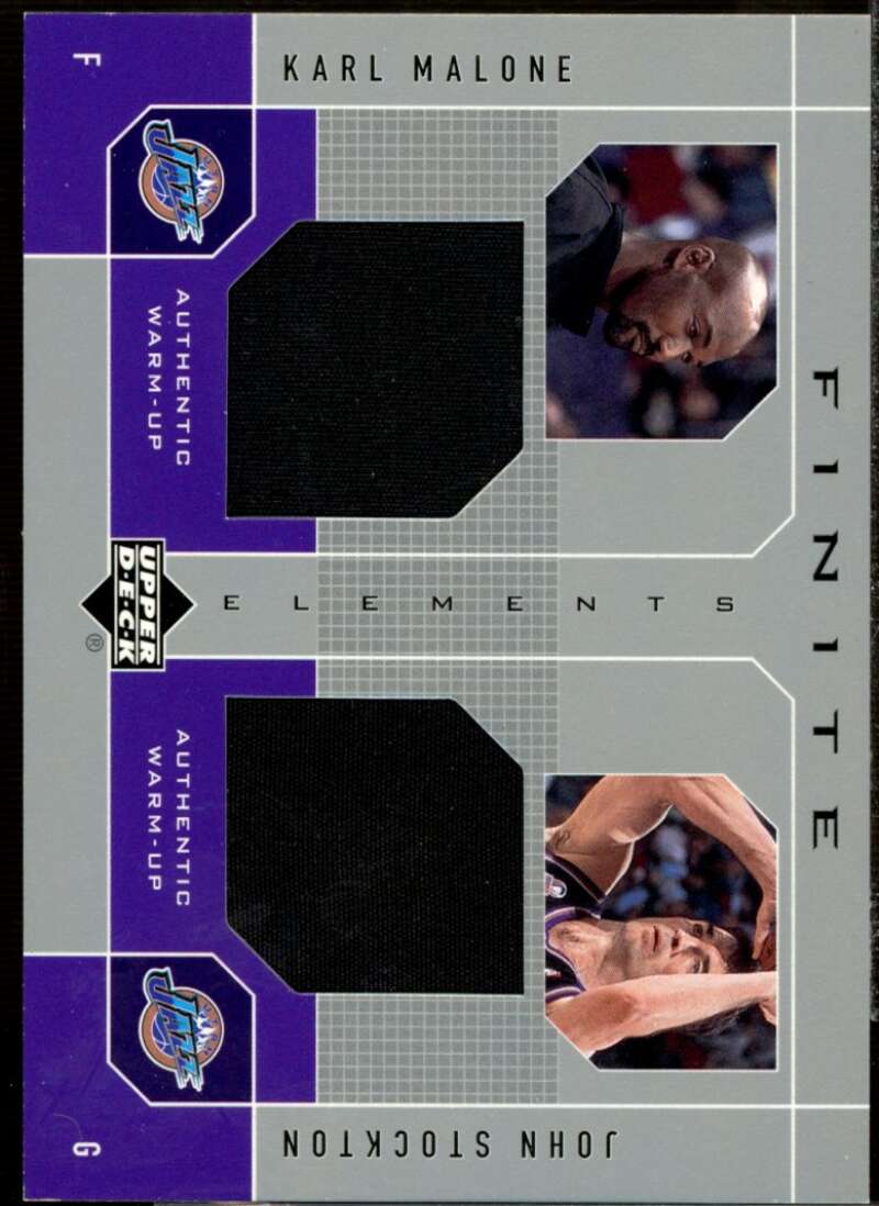 Karl Malone/John Stockton 2002-03 Upper Deck Finite Elements Dual Warm-Up #KMJS  Image 1