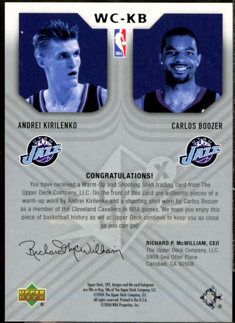 Andrei Kirilenko SP/Carlos Boozer 2004-05 SPx Winning Materials Combos #KB  Image 2