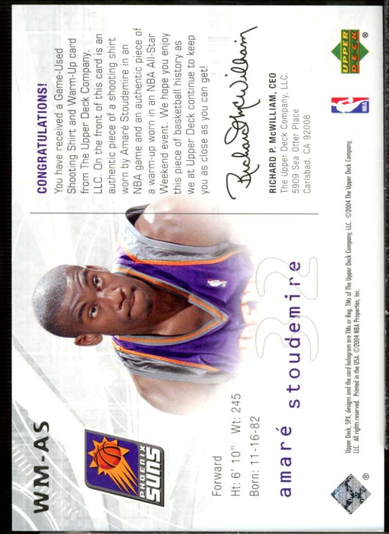 Amare Stoudemire Card 2004-05 SPx Winning Materials #AS  Image 2