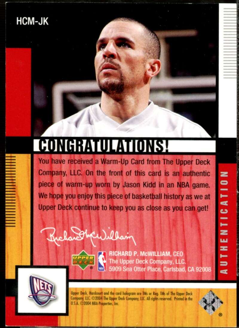 Jason Kidd Card 2004-05 Upper Deck Hardcourt Materials Combo #JK  Image 2