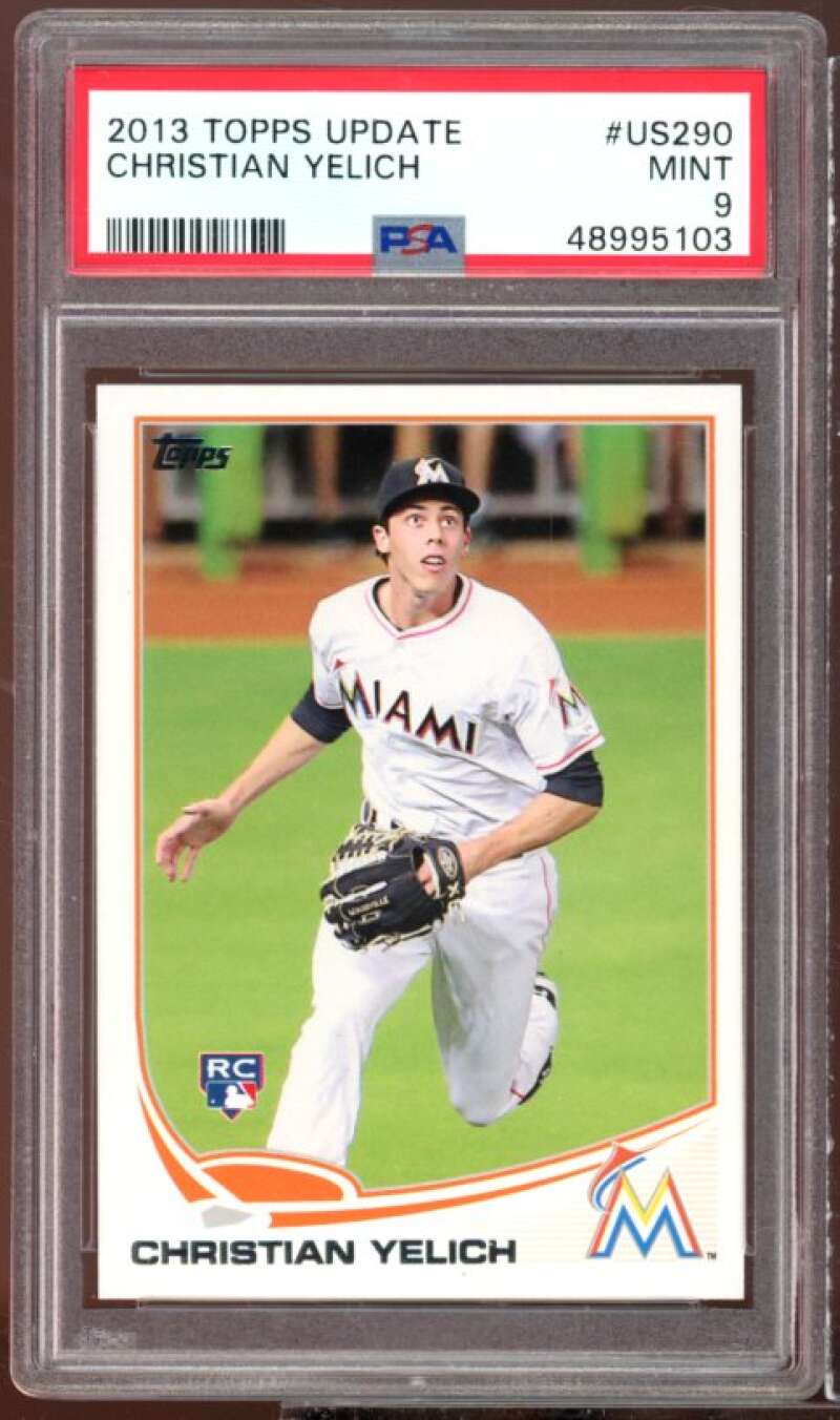 Christian Yelich Rookie Card 2013 Topps Update #US290 PSA 9 Image 1