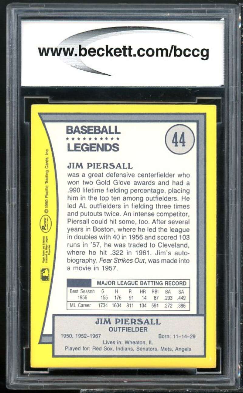 1990 Pacific Legends #44 Jim Piersall Authentic Autograph Image 2