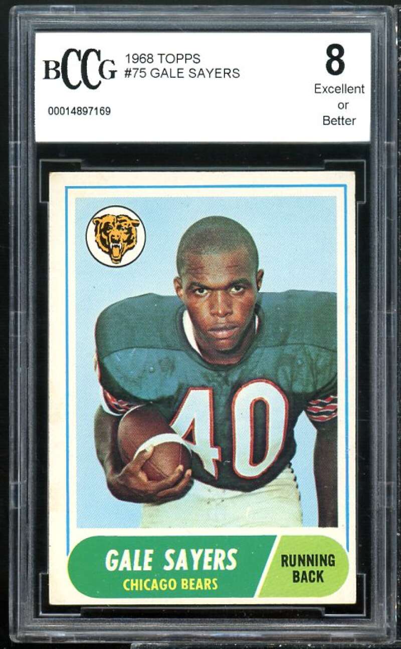 1968 Topps #75 Gale Sayers Card BGS BCCG 8 Excellent+ Image 1