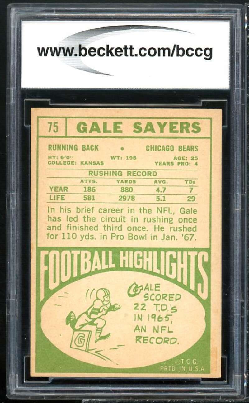 1968 Topps #75 Gale Sayers Card BGS BCCG 8 Excellent+ Image 2