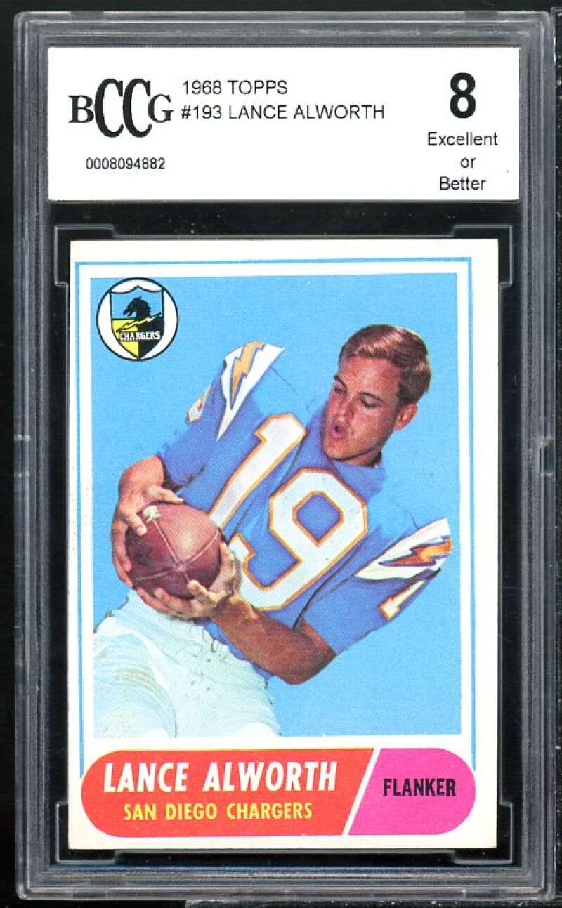 1968 Topps #193 Lance Alworth Card BGS BCCG 8 Excellent+ Image 1