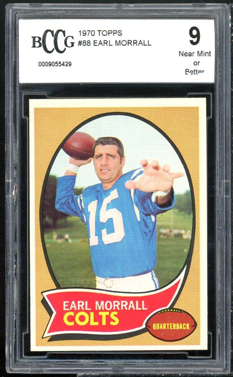 1970 Topps #88 Earl Morrall Card BGS BCCG 9 Near Mint+ Image 1
