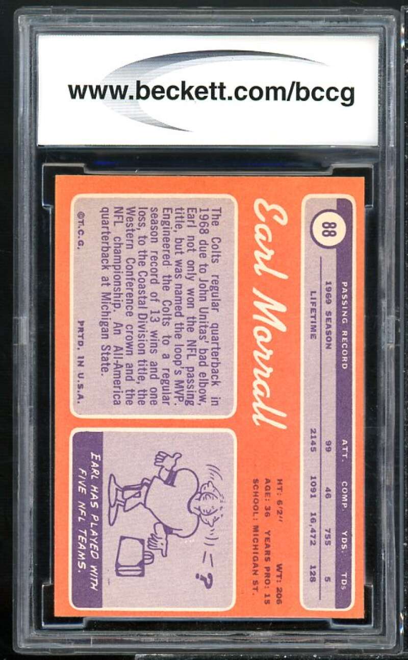 1970 Topps #88 Earl Morrall Card BGS BCCG 9 Near Mint+ Image 2