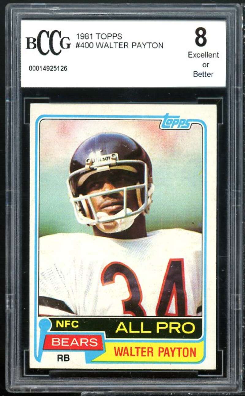 1981 Topps #400 Walter Payton Card BGS BCCG 8 Excellent+ Image 1