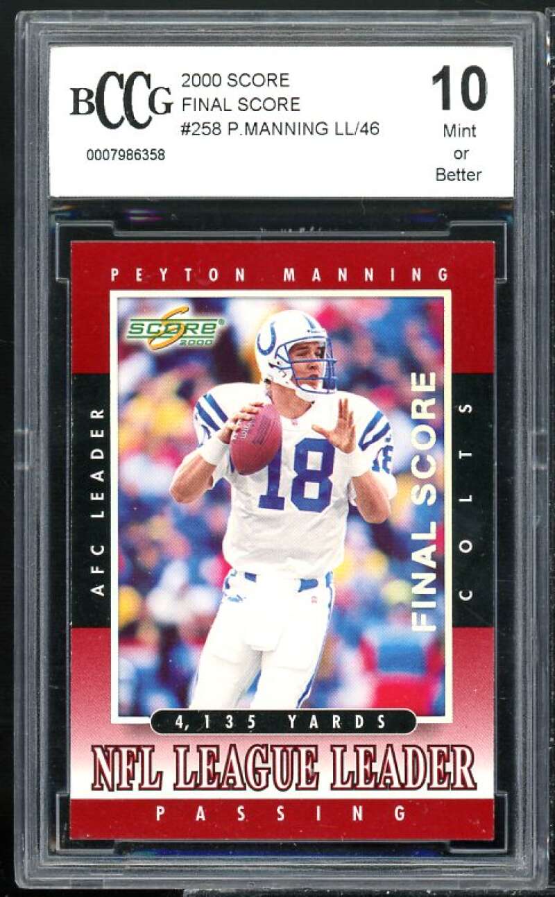 2000 Score Final Score #258 Peyton Manning Card BGS BCCG 10 Mint+ Image 1