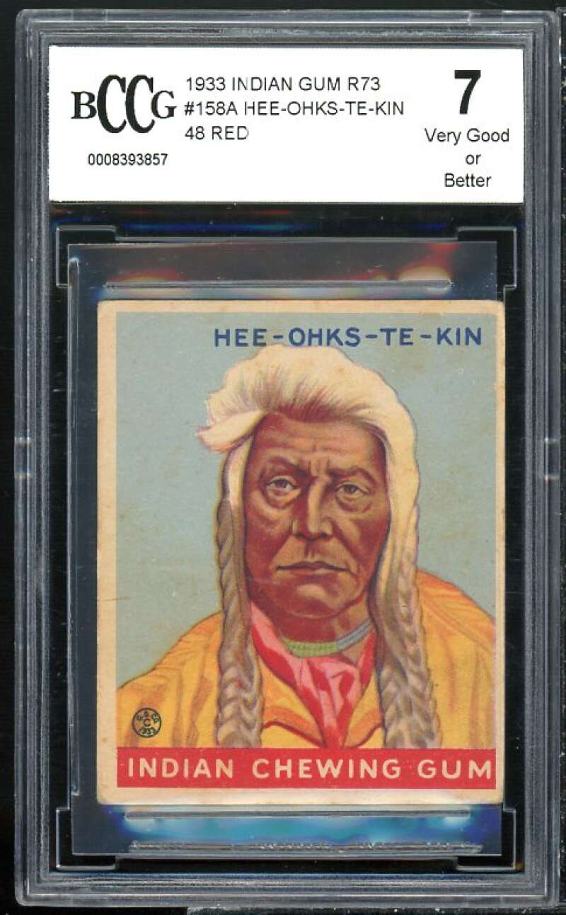 1933 Indian Gum R73 #158a Hee-Ohks-Te-Kin 48 Red Card BGS BCCG 7 Very Good+ Image 1