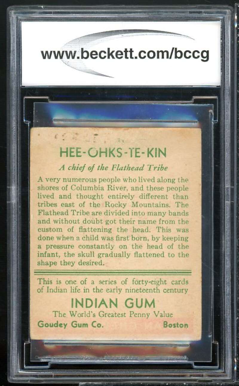 1933 Indian Gum R73 #158a Hee-Ohks-Te-Kin 48 Red Card BGS BCCG 7 Very Good+ Image 2