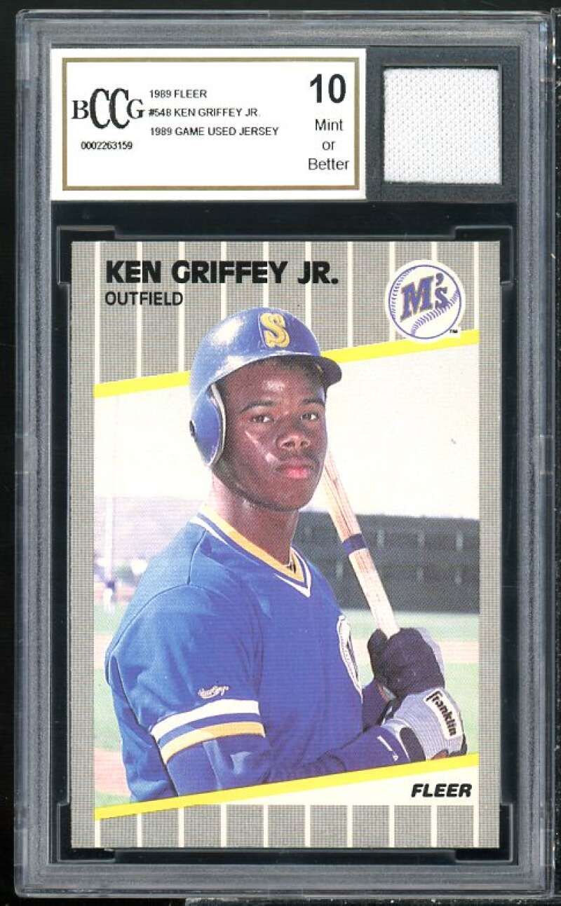 1989 Fleer Game Used Jersey #548 Ken Griffey Jr. Rookie Card BGS BCCG 10 Mint+ Image 1