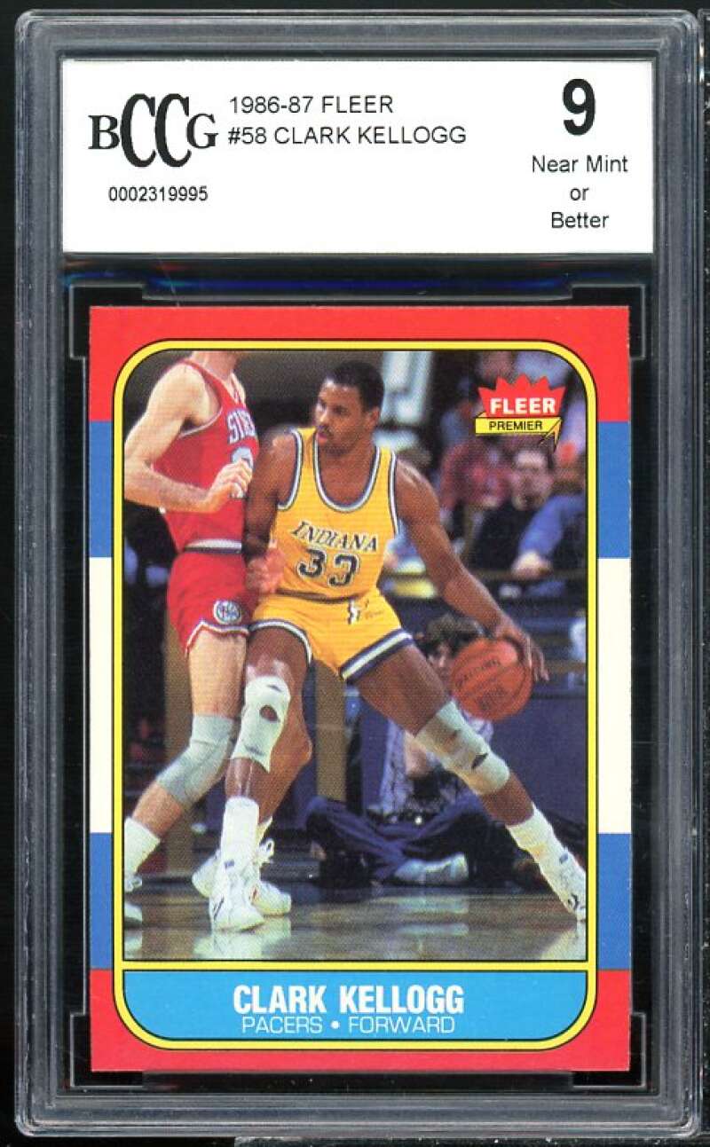 1986-87 Fleer #58 Clark Kellogg Rookie Card BGS BCCG 9 Near Mint+ Image 1