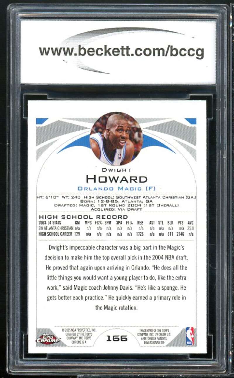 2004-05 Topps Chrome #166 Dwight Howard Rookie Card BGS BCCG 10 Mint+ Image 2