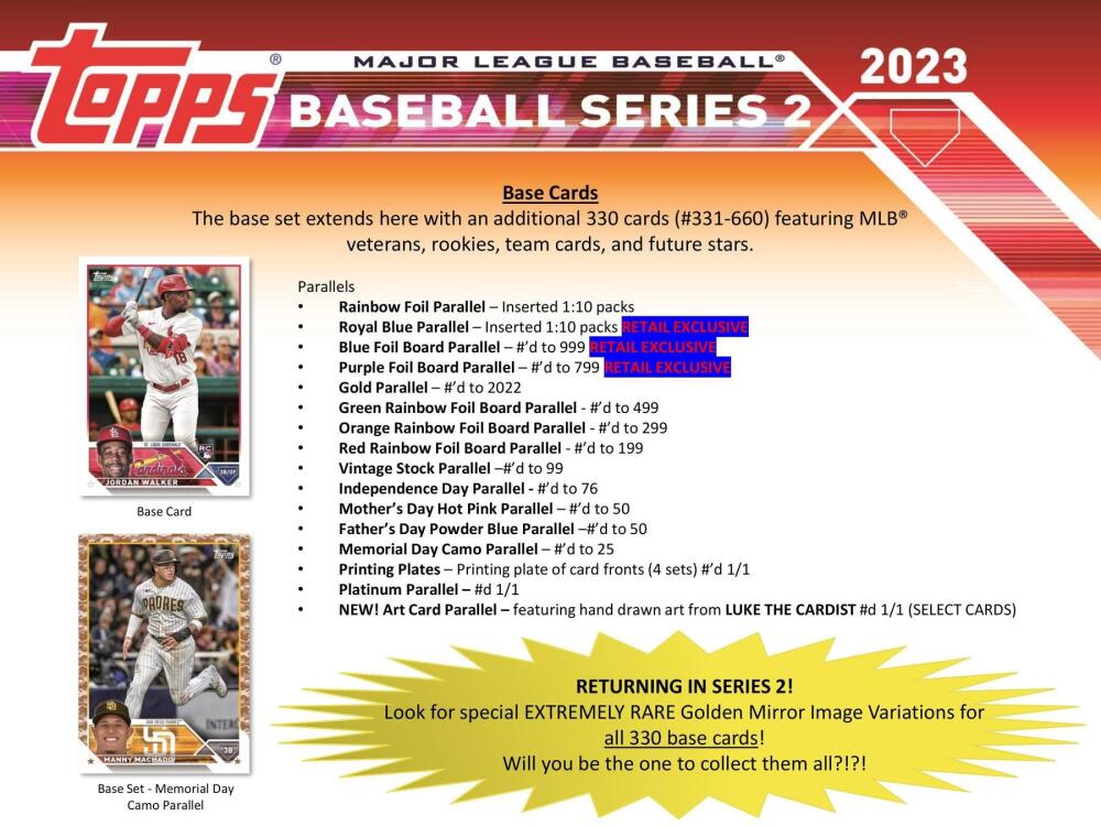 2023 Topps Series 2 Baseball 7-Pack Blaster Box (Commemerative Relic Card!) Image 4